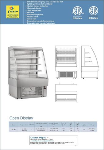 Commercial Refrigerator Open Air Merchandiser Slope 40" Wide Grab And Go Display Cooler CF380 in Kuwait