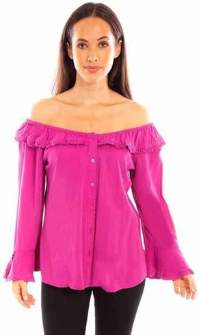 Scully Western Shirt Womens L/S Off Shoulder Drapey F0_HC579 in Kuwait