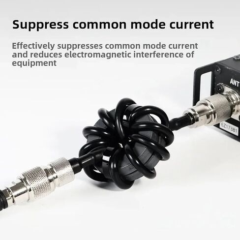 Shortwave Choke Rings, 1.8 30MHz 600W 1:1Current Balun Common Mode Current Suppression, with M Male to M Female Connector, for HF Shortwave Radio Anti Interference in Saudi Arabia
