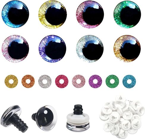 ToAOB 48 مجموعة عيون سلامة بريق من أجل amigurumis 20mm مستديرة عيون الكروشيه مع غسالات 8 ألوان عيون دمية للدمى DIY محشو بالحيوانات in Kuwait