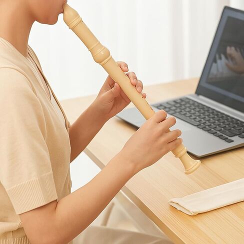 مسجل ABS على الطراز الألماني، مزمار ذو 8 فتحات مع قضيب تنظيف وحقيبة تخزين، آلة موسيقية باللون البيج للطلاب والمبتدئين in Saudi Arabia