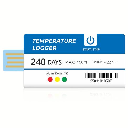 Temperature Data Logger USB Single Use Data Logger, 129600 Points PDF Reports, High Accuracy IP67 Waterproof Alarm Temp Data Logger for Lab Frozen Transportation Cold Chain Fresh Tag, 240 Days 1 Pack in Saudi Arabia