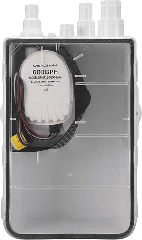 صندوق مضخة حوض الاستحمام، نظام تصريف بحري 24 فولت تيار مستمر 600 جيجا في الساعة مع تصريف تلقائي وتصميم متعدد المداخل، لأحواض استحمام القوارب RVs in Kuwait