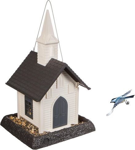 North States Village Collection Red General Store Bird Feeder: Easy Fill and Clean. شنق أو جبل القطب. مغذيات الطيور في الهواء الطلق. صنع في الولايات المتحدة. 6.5 جنيه سعة البذور (9.5 "× 10.25" × 14 "، أحمر) in Kuwait