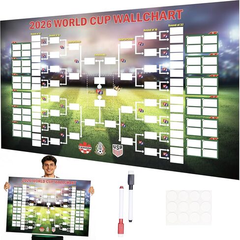 ملصق جدول كأس العالم 2026 من CGTRNEU، مخطط جداري لكأس العالم 2026 مقاس 35.4 بوصة × 23.6 بوصة مع دعامة مكونة من 48 فريقًا، بضائع كأس العالم 2026 لمحبي كرة القدم، وديكورات حفلات كأس العالم، هدية لمحبي كرة القدم in Saudi Arabia