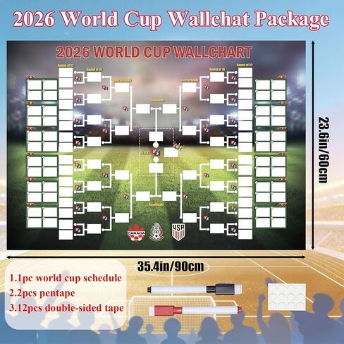 ملصق جدول كأس العالم 2026 من CGTRNEU، مخطط جداري لكأس العالم 2026 مقاس 35.4 بوصة × 23.6 بوصة مع دعامة مكونة من 48 فريقًا، بضائع كأس العالم 2026 لمحبي كرة القدم، وديكورات حفلات كأس العالم، هدية لمحبي كرة القدم in Saudi Arabia