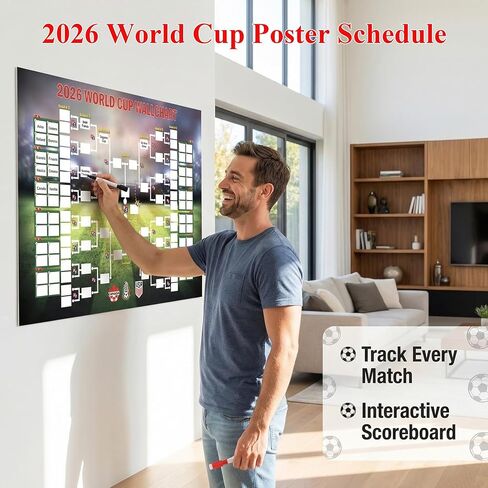 ملصق جدول كأس العالم 2026 من CGTRNEU، مخطط جداري لكأس العالم 2026 مقاس 35.4 بوصة × 23.6 بوصة مع دعامة مكونة من 48 فريقًا، بضائع كأس العالم 2026 لمحبي كرة القدم، وديكورات حفلات كأس العالم، هدية لمحبي كرة القدم in Saudi Arabia