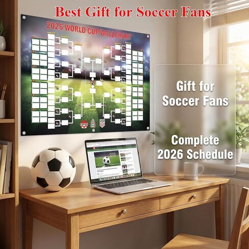 ملصق جدول كأس العالم 2026 من CGTRNEU، مخطط جداري لكأس العالم 2026 مقاس 35.4 بوصة × 23.6 بوصة مع دعامة مكونة من 48 فريقًا، بضائع كأس العالم 2026 لمحبي كرة القدم، وديكورات حفلات كأس العالم، هدية لمحبي كرة القدم in Saudi Arabia