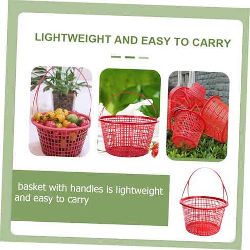 HANABASS 10Pcs Small Fruit Picking Basket Strawberry and Berry Baskets with Handle for Farmers Market Storage and Bathing Essentials in Saudi Arabia