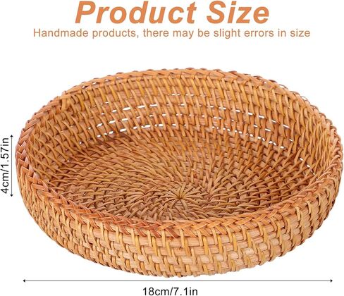 3Pcs Small Round Keys Basket Bowl for Entryway, 7" Woven Baskets Tabletop Wicker Catchall Rattan Round Tray Decorative Natural Basket Organizing Fruit Bread Basket for Keys Wallet Cell Phone in Saudi Arabia