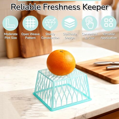 100 Pack Berry Baskets, Pint Size Plastic Strawberry Boxes with Open Weave Pattern for Fruit Vegetable, Small Produce Vented Container Kitchen Supplies for Farmer, Market, Grocery in Saudi Arabia