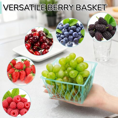 100 Pack Berry Baskets, Pint Size Plastic Strawberry Boxes with Open Weave Pattern for Fruit Vegetable, Small Produce Vented Container Kitchen Supplies for Farmer, Market, Grocery in Saudi Arabia