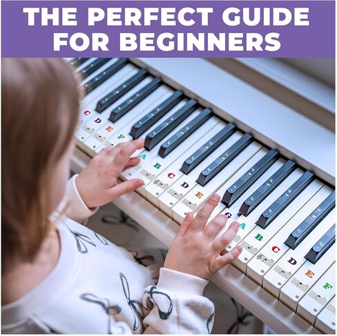 Liquid Stands Piano Note Stickers for 37-49-54-61-88 Keys – Piano Keyboard Stickers for Learning, Clear Waterproof Vinyl for Black & White Keys – No Fading, Strong Adhesive, Leaves No Residue in Kuwait