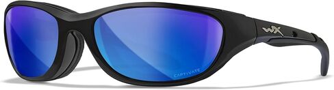 Wiley X Airrage Captivate Polarized Sunglasses, Safety Glasses for Men and Women, UV Eye Protection for Shooting, Fishing, Biking, and Extreme Sports, Gloss Black Frames, Blue Mirror Lenses in Saudi Arabia