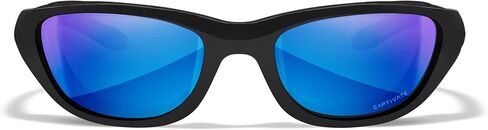Wiley X Airrage Captivate Polarized Sunglasses, Safety Glasses for Men and Women, UV Eye Protection for Shooting, Fishing, Biking, and Extreme Sports, Gloss Black Frames, Blue Mirror Lenses in Saudi Arabia