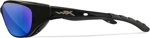 Wiley X Airrage Captivate Polarized Sunglasses, Safety Glasses for Men and Women, UV Eye Protection for Shooting, Fishing, Biking, and Extreme Sports, Gloss Black Frames, Blue Mirror Lenses in Saudi Arabia