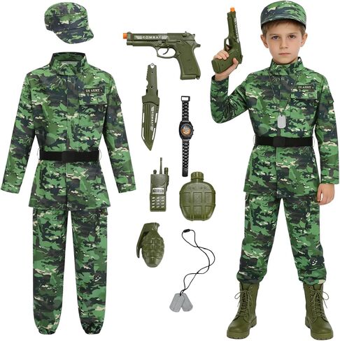 زي يولسون كامو القتال للجيش للأطفال ، زي الجيش للأولاد العسكري جندي الموحد في عيد الهالوين يلعب الحفل in Kuwait