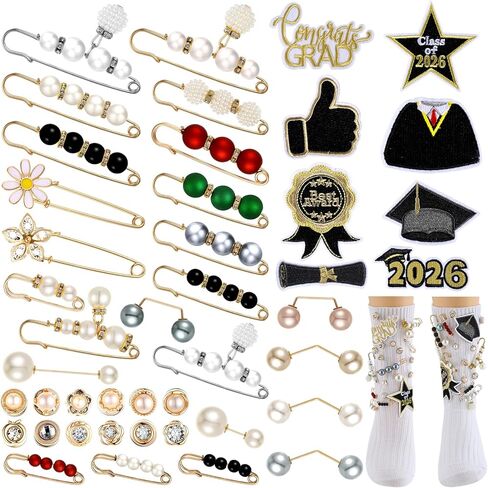 43 Pcs Graduation Charms for Socks Class of 2025 DIY Sock Charms Pins Sock Charms Pins Jewelry Accessories Graduation Shoes Charms Brooch Sock Accessories for Women Clothes Hats Scarf Shawl in Saudi Arabia