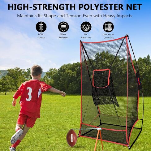 Kapler Football Kicking Net for Field Goals - 3x6FT Portable Football Net for Throwing with Target Zone Attachment and Holder Tee - Sideline Practice for Backyard Skill Improvement in Kuwait
