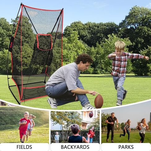Kapler Football Kicking Net for Field Goals - 3x6FT Portable Football Net for Throwing with Target Zone Attachment and Holder Tee - Sideline Practice for Backyard Skill Improvement in Kuwait