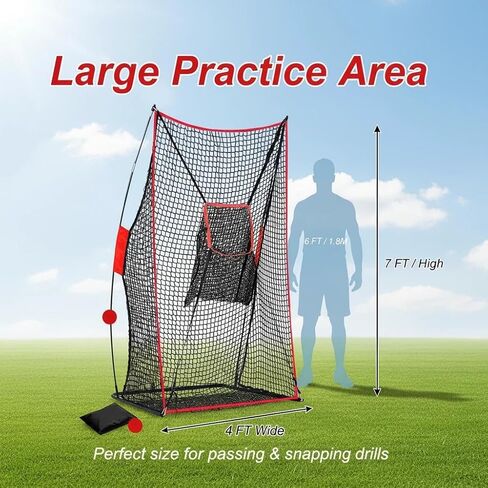 Football Kicking Throwing Net - Heavy Duty Portable Kicking Goal Cage with Target - 4x7FT Professional Trainer for Coaches Youth Indoor & Outdoor Games in Kuwait