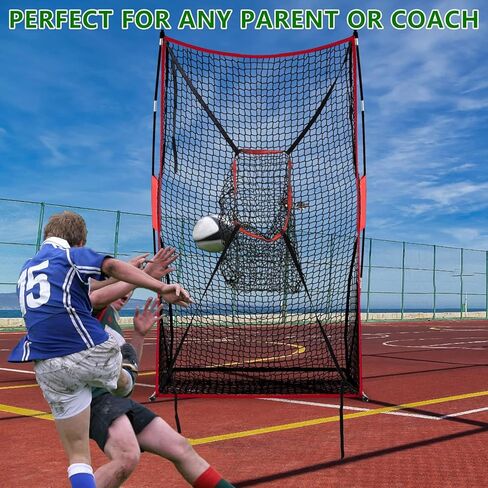 Football Kicking Throwing Net - Heavy Duty Portable Kicking Goal Cage with Target - 4x7FT Professional Trainer for Coaches Youth Indoor & Outdoor Games in Kuwait