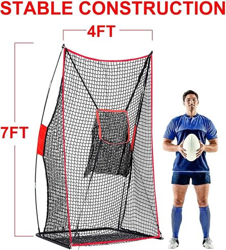 Football Kicking Throwing Net - Heavy Duty Portable Kicking Goal Cage with Target - 4x7FT Professional Trainer for Coaches Youth Indoor & Outdoor Games in Kuwait
