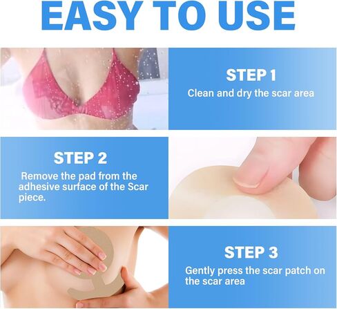 Silicone Scar Sheets - Medical Grade Silicone Scar Sheets for Breast - 4 Pair Reusable & Breathable Strips, Soft Post-Surgery Tape for Scar Prevention in Kuwait