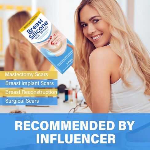 Silicone Scar Sheets - Medical Grade Silicone Scar Sheets for Breast - 4 Pair Reusable & Breathable Strips, Soft Post-Surgery Tape for Scar Prevention in Kuwait