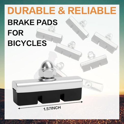 Timtin 8 Pack Bike Brake Pads 40mm Rubber Bicycle Brake Pads C-Brake Quiet Non-Skid Set with Hex Nut Rubber and Aluminum Construction Universal Fit for Road Mountain Bicycle MTB BMX in Kuwait