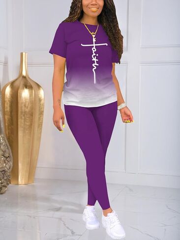 Two Piece Sets for Women Summer Casual Sweatsuits Outfits Matching Lounge Tracksuits Short Sleeve Pants Sets in Saudi Arabia