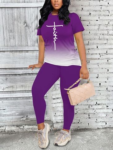 Two Piece Sets for Women Summer Casual Sweatsuits Outfits Matching Lounge Tracksuits Short Sleeve Pants Sets in Saudi Arabia