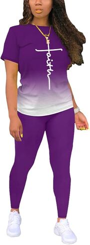 Two Piece Sets for Women Summer Casual Sweatsuits Outfits Matching Lounge Tracksuits Short Sleeve Pants Sets in Saudi Arabia