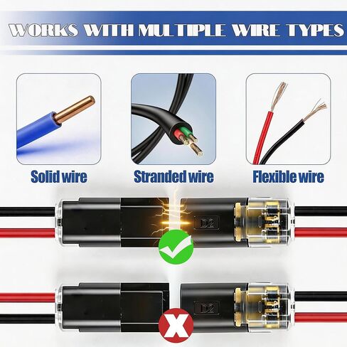 Dianrui 30 PCS Double Wire Plug in Connector Led Light Strip Connectors 2 Pin, Quick Connect Wire Connectors Push-in, Low Voltage Wire Connector with Lock-Grip in Saudi Arabia