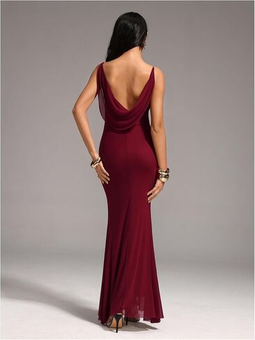 Floerns Women's Elegant Long Dress Draped Backless Fishtail Hem Cocktail Evening Bodycon Dresses in Kuwait