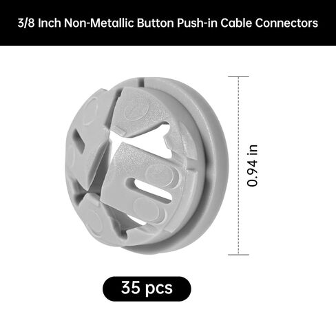 35 Pcs 3/8 in. - 1/2 in. Non Metallic Button Push-in Bulk Connector, Plastic Cable Connector Electrical Conduit Fittings, Fits 1/2-Inch Knock Outs in Kuwait