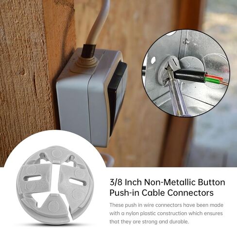 35 Pcs 3/8 in. - 1/2 in. Non Metallic Button Push-in Bulk Connector, Plastic Cable Connector Electrical Conduit Fittings, Fits 1/2-Inch Knock Outs in Kuwait