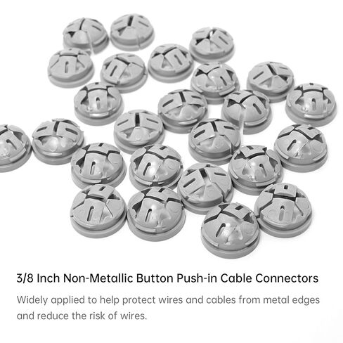 35 Pcs 3/8 in. - 1/2 in. Non Metallic Button Push-in Bulk Connector, Plastic Cable Connector Electrical Conduit Fittings, Fits 1/2-Inch Knock Outs in Kuwait