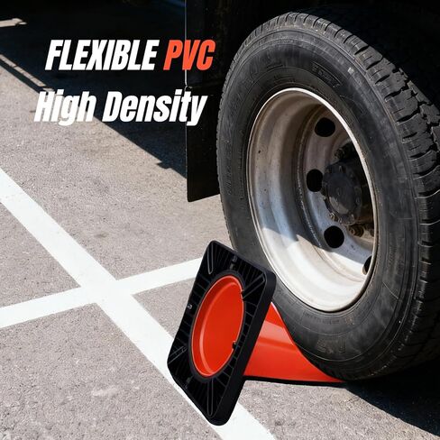 3 عبوات من مخاريط الأمان مقاس 28 بوصة مخروط المرور PVC البرتقالي مع قاعدة مرجحة لوقوف السيارات، سطح مرن ومستقر وعاكس على شكل قرص العسل مثالي للاستخدام في الهواء الطلق in Kuwait