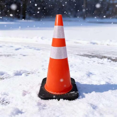 3 عبوات من مخاريط الأمان مقاس 28 بوصة مخروط المرور PVC البرتقالي مع قاعدة مرجحة لوقوف السيارات، سطح مرن ومستقر وعاكس على شكل قرص العسل مثالي للاستخدام في الهواء الطلق in Kuwait