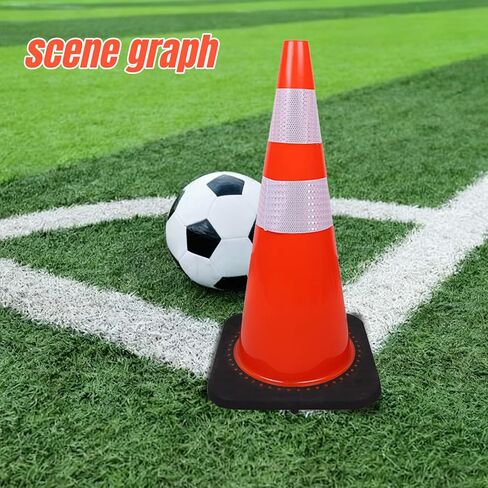 3 عبوات من مخاريط الأمان مقاس 28 بوصة مخروط المرور PVC البرتقالي مع قاعدة مرجحة لوقوف السيارات، سطح مرن ومستقر وعاكس على شكل قرص العسل مثالي للاستخدام في الهواء الطلق in Kuwait