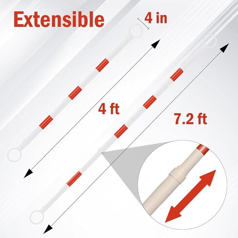 6 Pcs Retractable Traffic Cone Bar from 4ft to 7.2ft, Expandable Safety Cone Bars, Lightweight Barricade for Parking Lots, Road Construction (Cone Not Included, Red and White) in Saudi Arabia