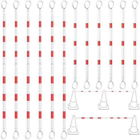 6 Pcs Retractable Traffic Cone Bar from 4ft to 7.2ft, Expandable Safety Cone Bars, Lightweight Barricade for Parking Lots, Road Construction (Cone Not Included, Red and White) in Saudi Arabia