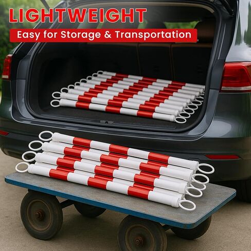 6 Pcs Retractable Traffic Cone Bar from 4ft to 7.2ft, Expandable Safety Cone Bars, Lightweight Barricade for Parking Lots, Road Construction (Cone Not Included, Red and White) in Saudi Arabia