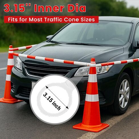 6 Pcs Retractable Traffic Cone Bar from 4ft to 7.2ft, Expandable Safety Cone Bars, Lightweight Barricade for Parking Lots, Road Construction (Cone Not Included, Red and White) in Saudi Arabia