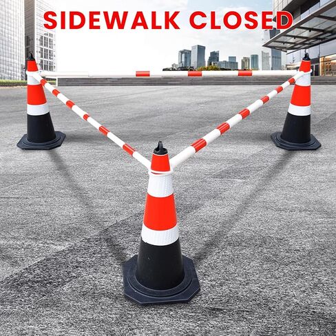 6 Pcs Retractable Traffic Cone Bar from 4ft to 7.2ft, Expandable Safety Cone Bars, Lightweight Barricade for Parking Lots, Road Construction (Cone Not Included, Red and White) in Saudi Arabia