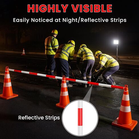 6 Pcs Retractable Traffic Cone Bar from 4ft to 7.2ft, Expandable Safety Cone Bars, Lightweight Barricade for Parking Lots, Road Construction (Cone Not Included, Red and White) in Saudi Arabia