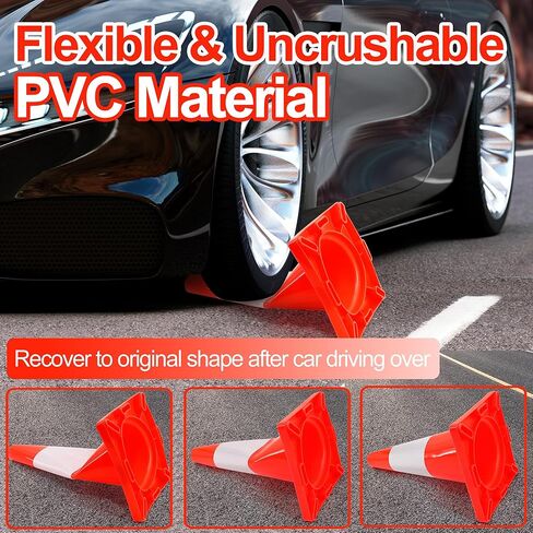 RELIANCER 4 Pack 18" Traffic Cones,Weighted Parking Cones,Orange Road Safety Cone w/ 4" Reflective Collars,Heavy Duty Construction Cone for Traffic Control,Crowd Control,Driving Training,Parking Lot in Saudi Arabia