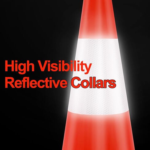 RELIANCER 4 Pack 18" Traffic Cones,Weighted Parking Cones,Orange Road Safety Cone w/ 4" Reflective Collars,Heavy Duty Construction Cone for Traffic Control,Crowd Control,Driving Training,Parking Lot in Saudi Arabia
