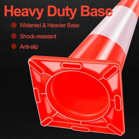 RELIANCER 4 Pack 18" Traffic Cones,Weighted Parking Cones,Orange Road Safety Cone w/ 4" Reflective Collars,Heavy Duty Construction Cone for Traffic Control,Crowd Control,Driving Training,Parking Lot in Saudi Arabia
